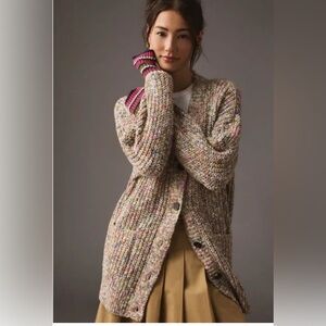 Scotch & Soda Women's Oversized Multicolor Chunky Knit Cardigan M